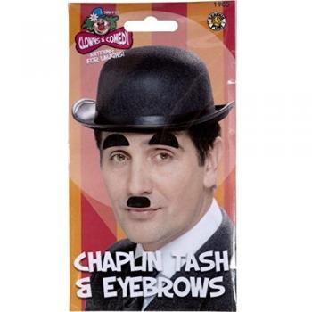 Smiffys Bigote y cejas de Chaplin, negros, autoadhesivos