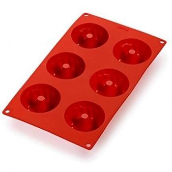Lékué Multicavidad savarin Rojo Mini 6 CAV, Silicona, 11.81x6.89x1.38 Inches