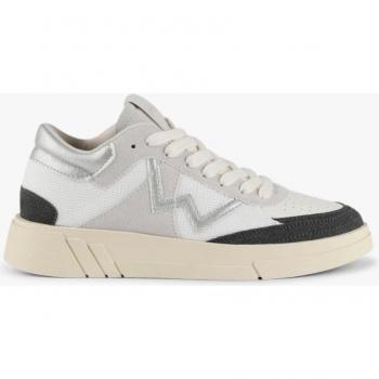Zapatillas deportivas de mujer en plata con cordones de algodón