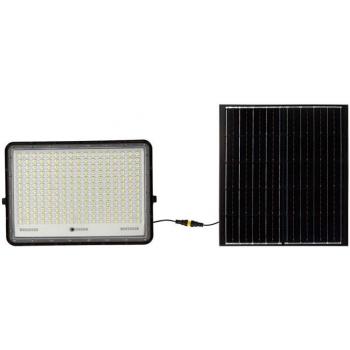 Faro LED Solar 30W con Mando a Distancia, Batería Reemplazable, Cable de 3m, Color Negro, Luz Fría 4000K