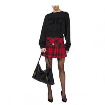 Elisabetta Franchi Black Cropped Sweatshirt with Logo Embroidery for Women, Size 44