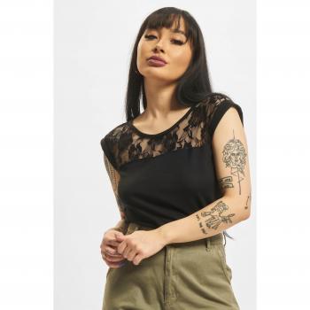 Urban Classics Women's Lace Detail Black T-Shirt