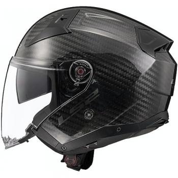 LS2 Casco Jet OF603 INFINITY II Carbono Brillante - Carcasa de fibra de carbono, diseño aerodinámico, visera solar integrada, forro interior desmontable y lavable, sistema de ventilación eficiente, homolog