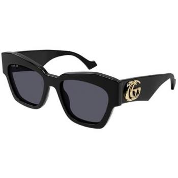 Gucci GG1422S Black Women's Sunglasses - Full-Rim Butterfly Design, Recycled Acetate Frame, Size 55 MM