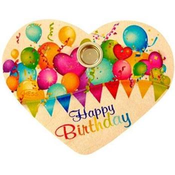 Hess 15619 – cumpleaños Corazón de Madera, Happy Birthday, Aprox. 12 x 10 cm