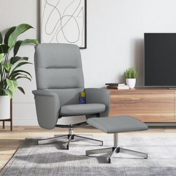 Sillón reclinable de masaje con reposapiés en tela gris claro