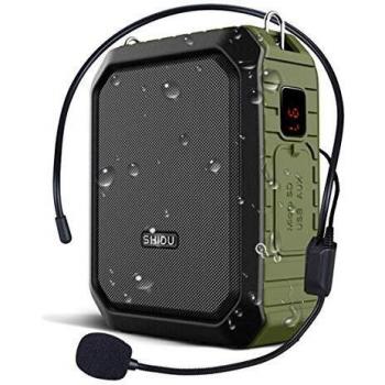 W WINBRIDGE® Amplificador de voz para exteriores Portátil con auriculares con Micrófono 18W 4400mAh Bluetooth Grabación de a prueba de agua para profesores, guías turísticos M800 （Con cable）