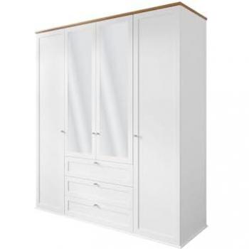 Armario Comfivo Z105 con bisagras, Blanco y Lefkas Roble, 201x182x60cm