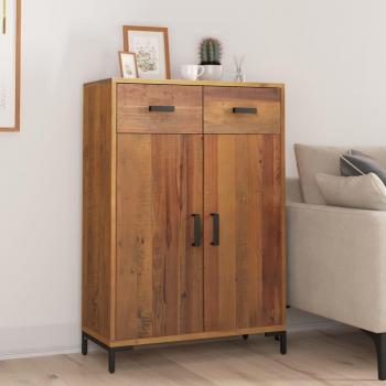 Zapatero de madera maciza de pino 75x40x110 cm Marrón