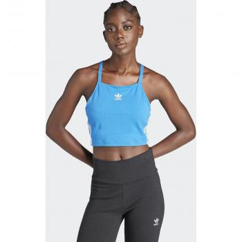 Top Adidas 3 S Crop para mujer en color azul
