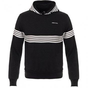AIRAVATA Hombres Suéter Chándal Chico Larga Manga Moda Pull-Over Blanco Negra Raya Sudadera Con Capucha Sports Camisa De Entrenamiento