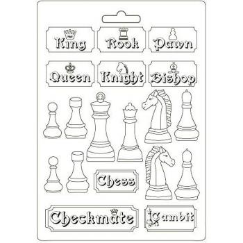 Stamperia International Soft Mould-Alice Chessboard Molde Suave para ajedrez, diseño de Alicia, Varios, A4