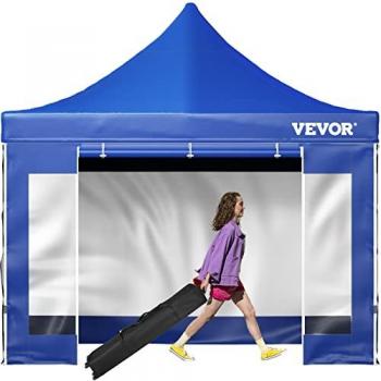 Carpa Plegable VEVOR 3x3 m con Paredes Laterales, Impermeable de PVC y Alturas Ajustables para Exteriores