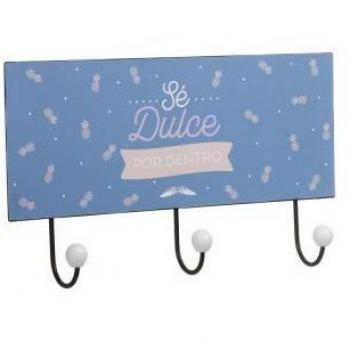 Perchero Triple Dulce - Perchero de pared metálico con 3 ganchos en forma de piña, diseño SE DULCE POR DENTRO