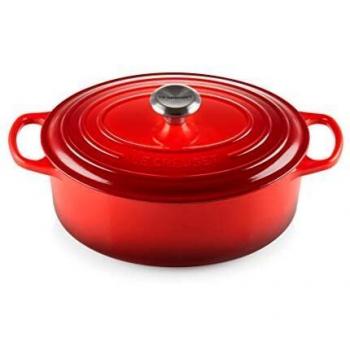 Le Creuset Signature Enamelled Cast Iron Casserole Dish with Lid - Oval, 27 cm, 4.1 Litres, Cerise, 211782706