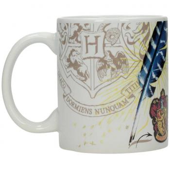Taza de Cerámica Blanca con Escudos de Casas Hogwarts - Harry Potter