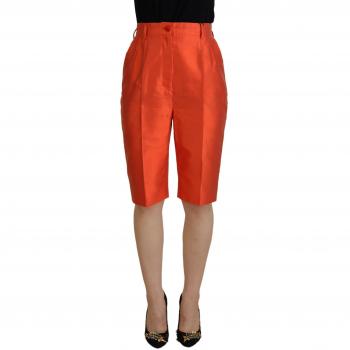 Dolce & Gabbana Orange Silk High Waist Cropped Pants - IT40|S, Red female, Size: XS
