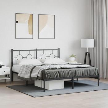 Cama amarilla con cabecero de metal negro 160x200 cm Vidaxl