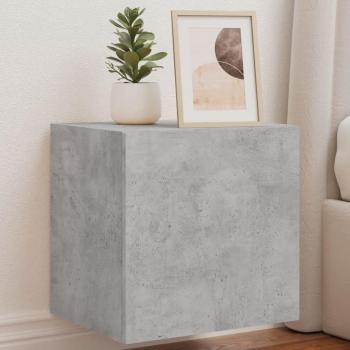 Mueble de TV de pared con luces LED 2 piezas gris hormigón 40,5x35x40cm