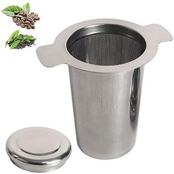 MINGJING Infusor de Té de Acero Inoxidable Colador Filtro las tazas con 2 asas, tapa de acero inoxidable apto para Thermomix TM6 / TM5