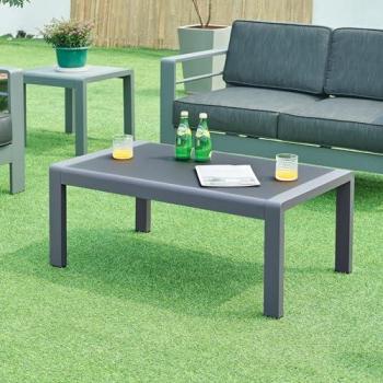 Mesa de Centro Exterior Avise 100x60x40 cm Cristal Templado Antracita Resistente a la Intemperie