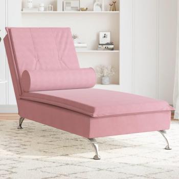Chaise Longue Sofá Diván de Masaje con Almohada de Terciopelo Rosa