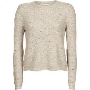 Jersey punto calado mujer ONLY 15234745, sudadera Only Onllolli taupe gray mujer