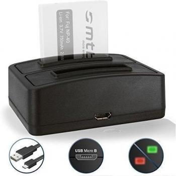 Cargador Doble (USB) para Fuji NP-40 / Fujifilm Finepix F650 F700 Z1 Z2 Z3… / Samsung NV8… / Pentax Optio A10 A20 A30 - Ver Lista de compatibilidad