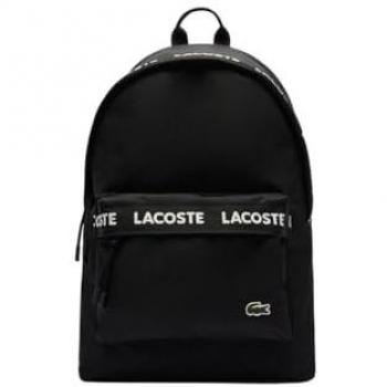 Mochila Lacoste Neocroc Negra y Blanca con Logotipo para Hombre