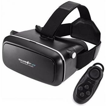 VR Gafas 3D + Control Remoto Bluetooth, BlitzWolf VR Box Realidad Virtua de 3,5-6,0 Pulgadas VR Cardboard Versión Mejorada para IOS iPhone SE 6 6s Plus, Android Samsung Galaxy S5 S6 S7 Edge Note 4 5