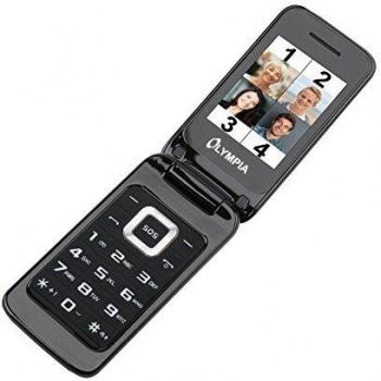 Teléfono Móvil Plegable Olympia Luna 2.4 para Personas Mayores - Ligero y Compacto, Color Negro