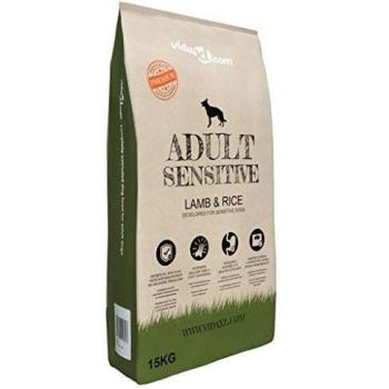 vidaXL Comida Seca Perros 15kg Cordero Arroz Alimento Nutrición Pienso Mascota