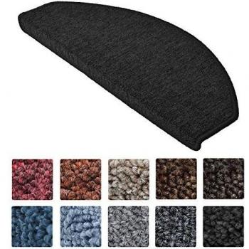 Alfombras Antideslizantes Semicirculares para Escaleras - Set de 15 Unidades (55 x 15 cm) en Color Antracita