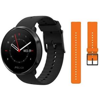Reloj Deportivo Polar Ignite Negro con Correa de Silicona Naranja Talla M/L
