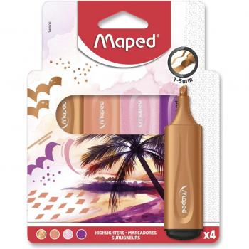 Marcadores fluorescentes surtidos en bolsa de cartón x4 MAPED