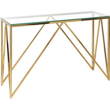 Consola Rectangular de Vidrio Templado Plateado 120 x 40 cm en Acero Inoxidable Glamour Moderno