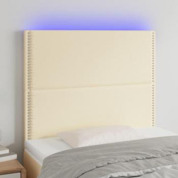 Cabecero LED Crema 90x5x118/128 cm en cuero sintético con luces LED