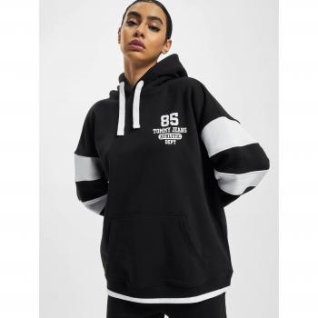 Chic Black Hooded Sweatshirt with Contrasting Print - Size S