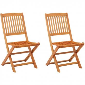 vidaXL Folding Garden Chairs 2 pcs Solid Eucalyptus Wood