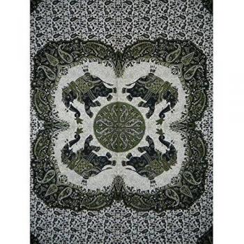 Colcha elefantes de la realeza verde oscuro negro colcha algodón decoración de pared cortina