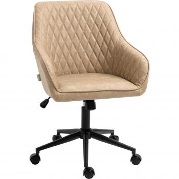 Vinsetto Silla de Oficina Ergonómica Giratoria de Cuero PU con Altura Ajustable, Función Basculante y Ruedas para Dormitorio Estudio Salón 59x60x90-100 cm