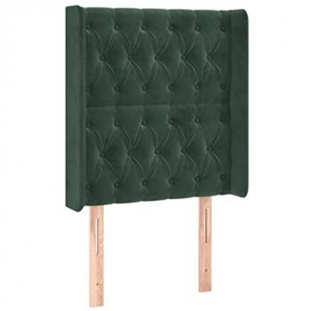 Cabecero con LED de Terciopelo Verde Oscuro 83x16x118/128 cm