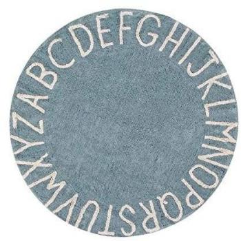 Lorena Canals ABC - Alfombra Redonda de algodón Lavable, diseño Vintage 150 x 150 x 30 cm Azul