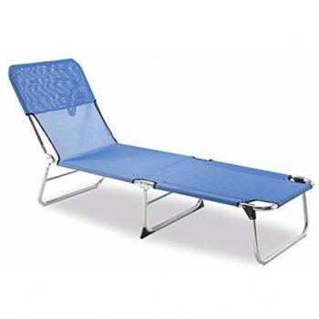 Hamaca Plegable Tumbona de Jardín y Playa Solenny con 3 Patas Sin Muelles 190x61x30 cm Color Azul