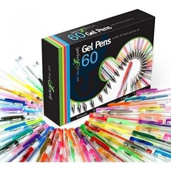 60 Gel Pen Set, Colores - Metálicos, del brillo, neón, en colores pastel, básicos, Stationery Office nuevo a fuentes de escuela de arte, coloración en las plumas Juguetes para niños, para adultos para colorear Libro Plumas Packs dibujo, el dibujo, pl