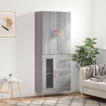 Aparador alto de madera contrachapada gris sonoma 69,5x34x180 cm