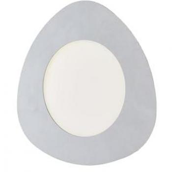 Plafón Triangular Moderno de Metal Lacado con Decoración en Plata Antiguo y LED Integrado 4000K