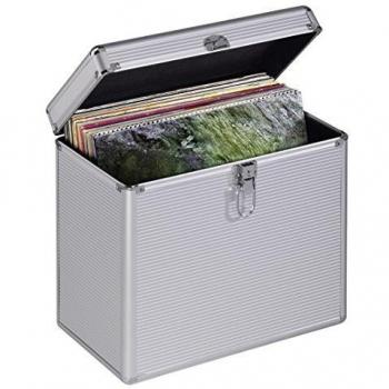 Estuche para 50 discos de vinilo Hama, aspecto aluminio, color plateado