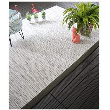 Alfombra Interior/Exterior Borneo Blanca con Bordes Antracita - 160 x 230 cm
