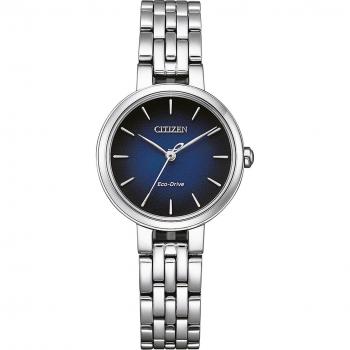 Citizen Lady Eco-Drive Silver/Blue Watch EM0990-81L Stainless Steel 28mm 5ATM